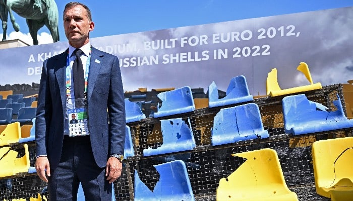 Ukrainian federation displays war-damaged stadium ahead of Euro 2024 match