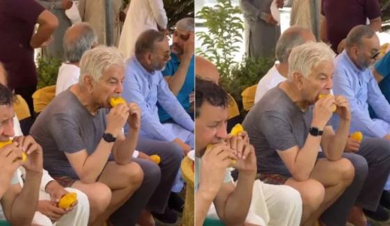 گرمی سے پریشان نہر میں کودنے والے خواجہ آصف آم کھاتے پکڑے گئے