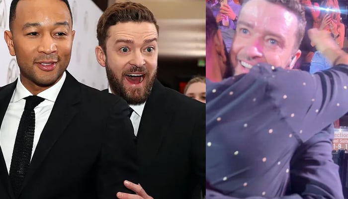 Justin Timberlake was super excited to embrace John Legend