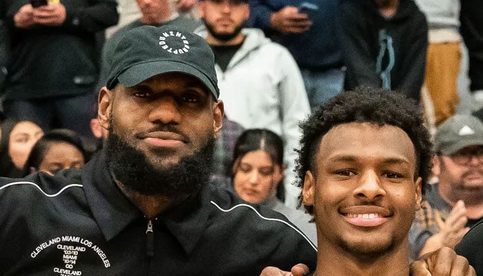 LeBron James has no words following his son Bronnys draft to the Los Angeles Lakers