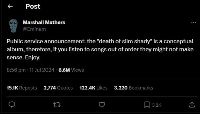 Eminem reveals best way to listen to new album Death of Slim Shady