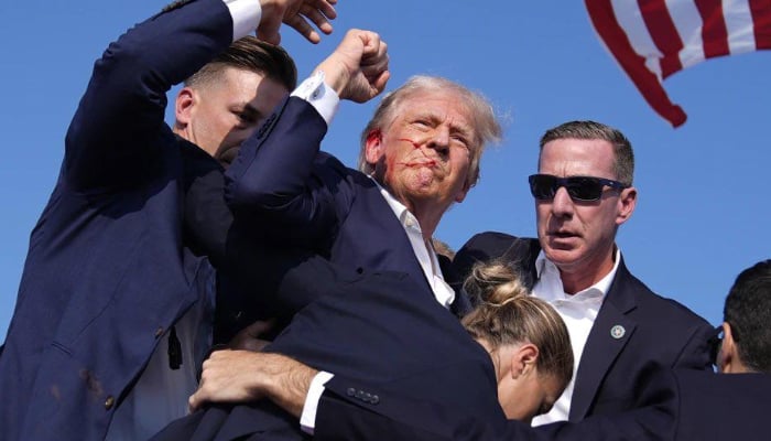 Donald Trump seemingly went down after gunshots were fired at his rally in Pennsylvania