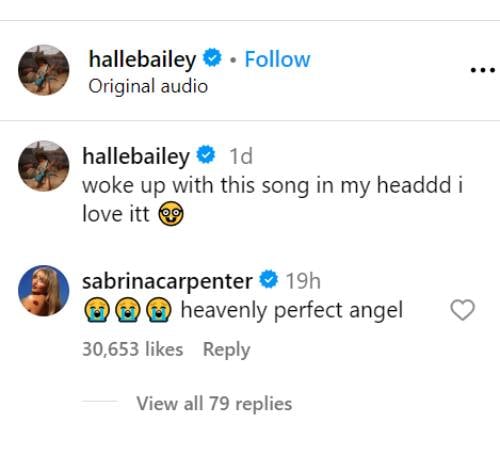 Sabrina Carpenter reacts to Halle Bailey’s ‘Please Please Please’ rendition