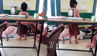 بھارت،  بچوں کی ٹیچر کو ہاتھ کا پنکھا جھلتے ویڈیو وائرل