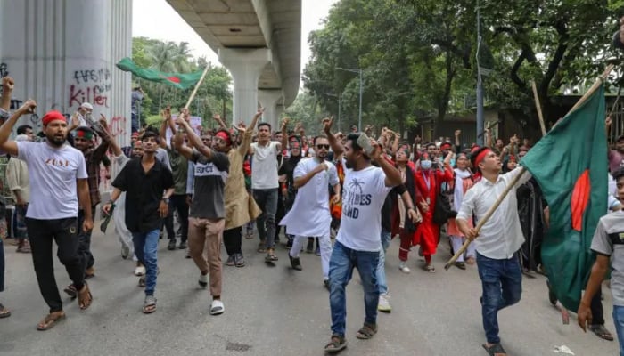 Protestors are demanding the resignation of long-serving Prime Minister Sheikh Hasina