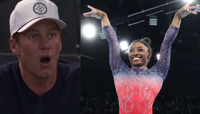 Tom Brady visibly wowed at Simone Biles