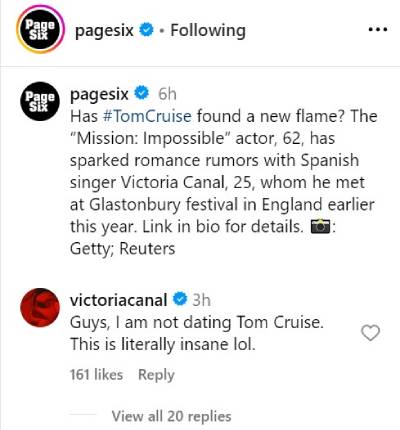 Victoria Canal SHATTERS Tom Cruise dating rumors