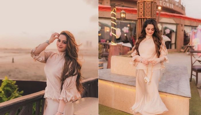 Aiman Khan looks drop dead fabulous in her beige dress