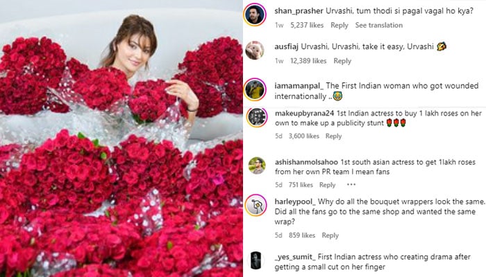 Urvashi Rotila's minor injury, 1 lakh red roses became a joke on social media