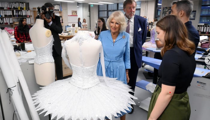 Queen Camilla shines in blue at English National Ballets first visit