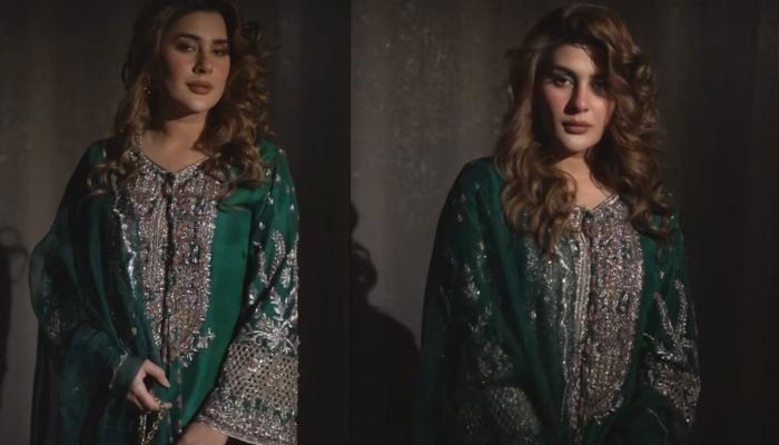 Kubra Khan wore green at a fan meet and green event as an ode to Palestine