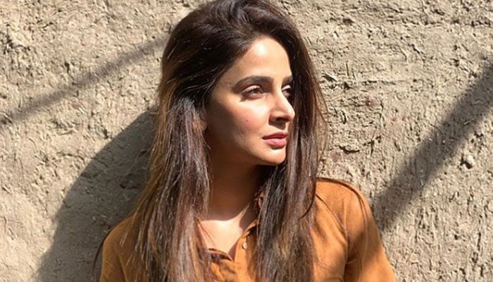 Saba Qamar  basks in the warmth of the sunlight while shooting for a scene