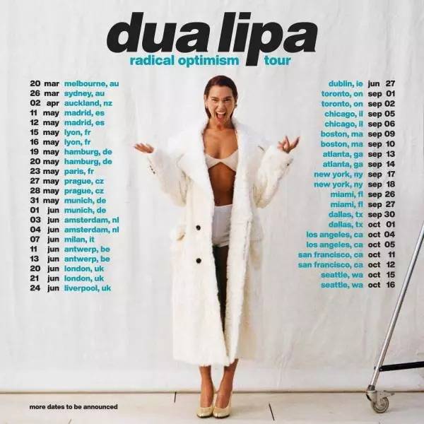 Dua Lipas Radical Optimism Tour tickets for UK, US & Europe on sale