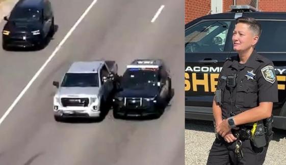 امریکی خاتون پولیس اہلکار نے فلمی انداز میں بڑا حادثہ ہونے سے بچا لیا