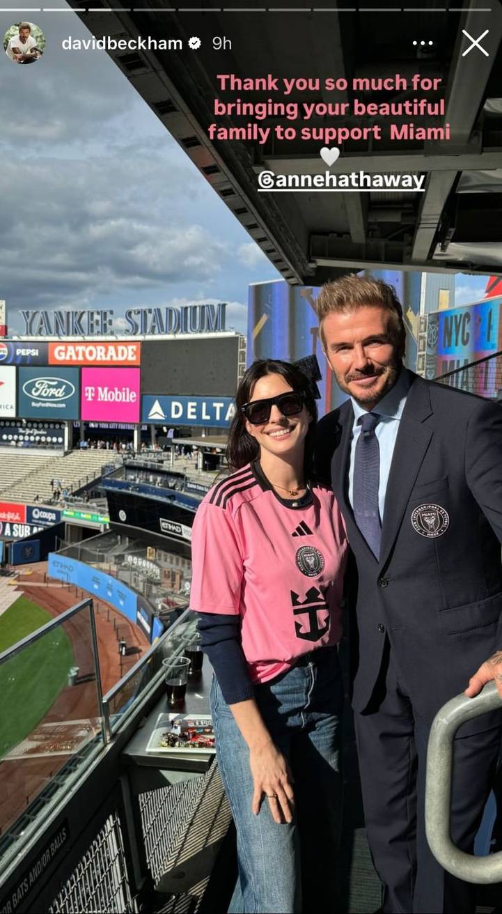 Anne Hathaway proves friendship with David Beckham at Inter Miami match