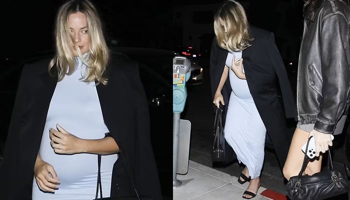 Margot Robbie gave a glimpse of her growing baby bump on girls night out