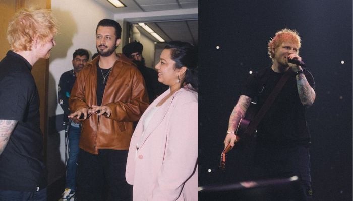 Atif Aslam was spotted interacting with Ed Sheeran at Dijit Dosanjhs concert in Birmingham