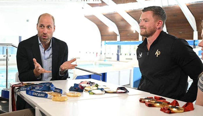 Prince William met Adam Peaty, Tom Dean at Birtley Community Pool on October 3