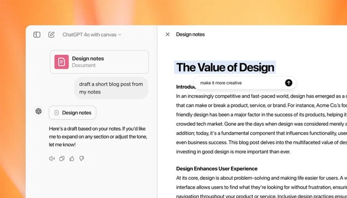 OpenAI unveils new ChatGPT interface called Canvas