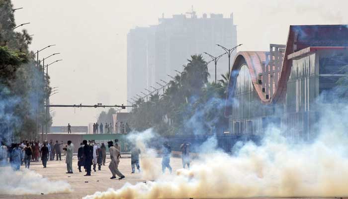 اسلام آباد میں پی ٹی آئی کے احتجاج کا ایک منظر ۔ فوٹو آن لائن