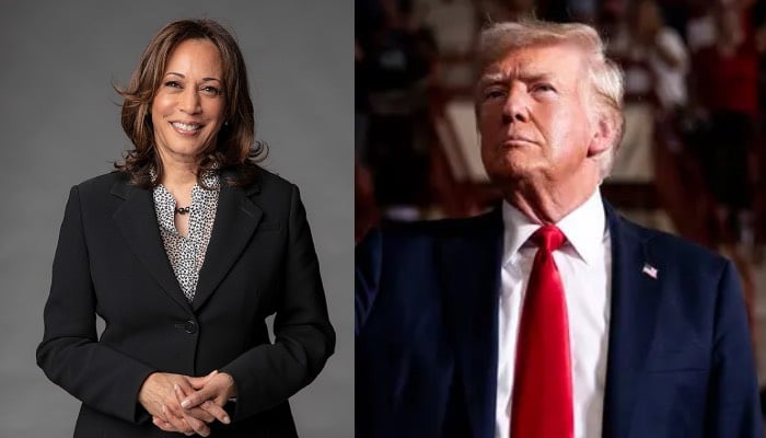 Donald Trump shares the lead with Kamala Harris in competitive US swing states