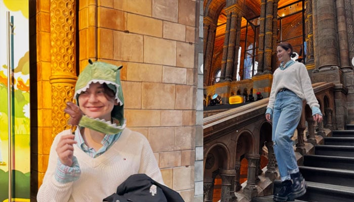 Hania Aamir becomes walking dinosaur in London