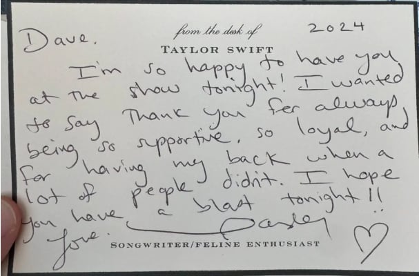 Taylor Swift pens handwritten letter to Dave Portnoy for his unwavering support