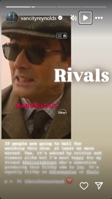 Ryan Reynolds cheers for David Tennant’s controversial series ‘Rivals’