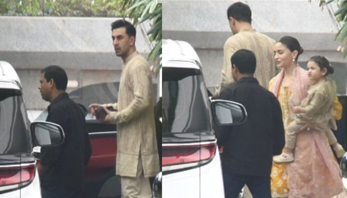 Ranbir Kapoor twins with daughter Raha in golden for Diwali celebrations