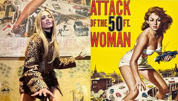 Jennifer Lopez recreates iconic Attack of the 50 Foot Woman poster