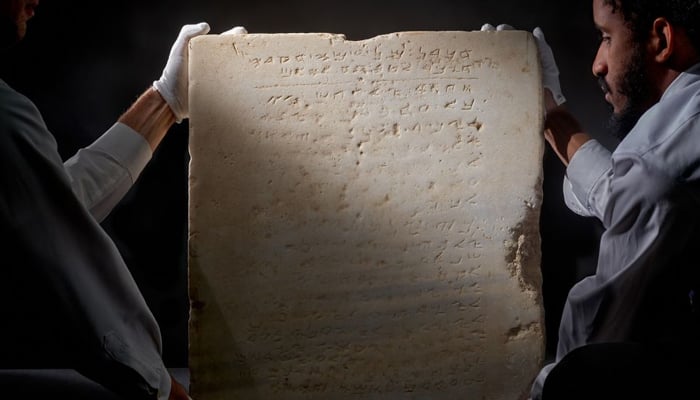 Historic stone with 20 lines of Hebrew Bible set for auction