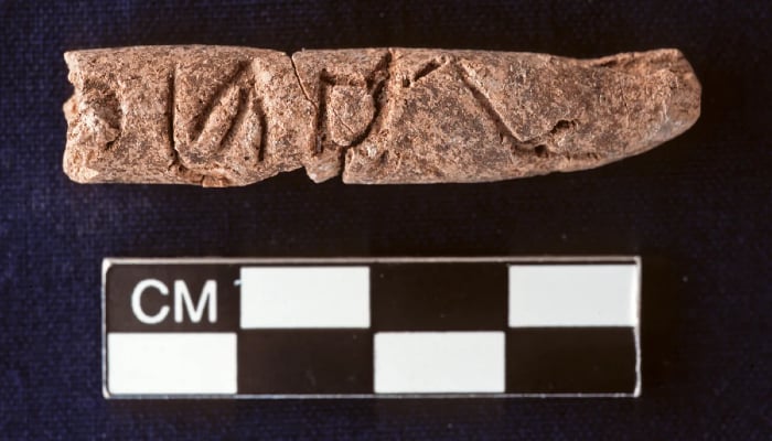 Oldest example of writing with alphabets was found on a finger-sized clay cylinder from a tomb in Syria