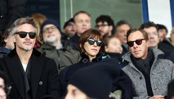 Benedict Cumberbatch plants kiss on wife Sophie Hunters cheek at football match