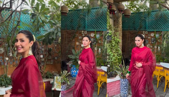 Mahira Khan oozes charm in maroon sari: Beautiful inside out