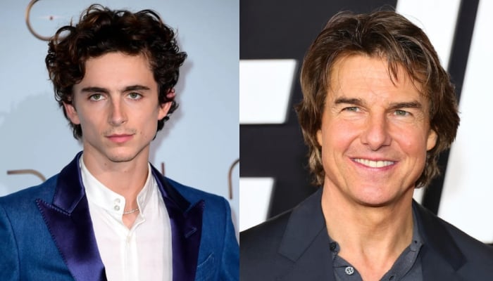 Tom Cruise surprises Timothée Chalamet before his film A Complete Unknown