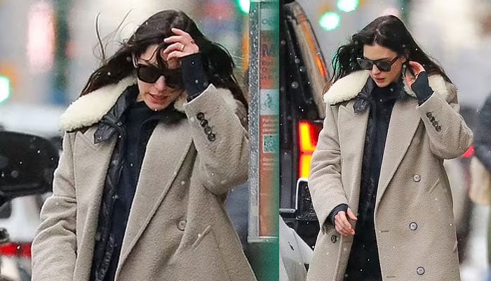 Anne Hathaway embarks on family Christmas getaway from snowy NYC