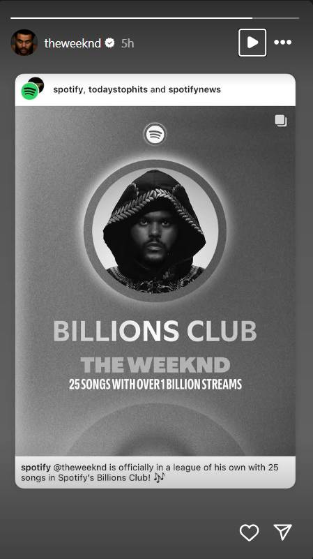 The Weeknd Instagram Story