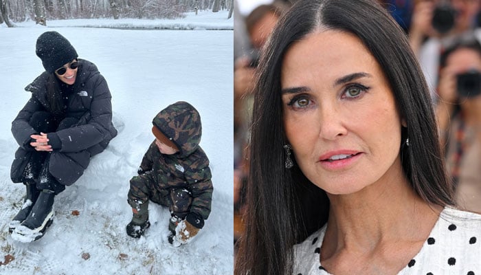 Demi Moore plays in snow with granddaughter Lou: Watch