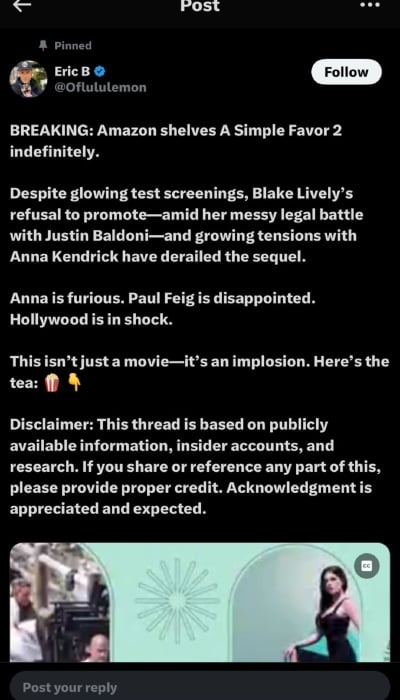 Blake Livelys A Simple Favour 2 delayed amid Justin Baldoni lawsuit drama