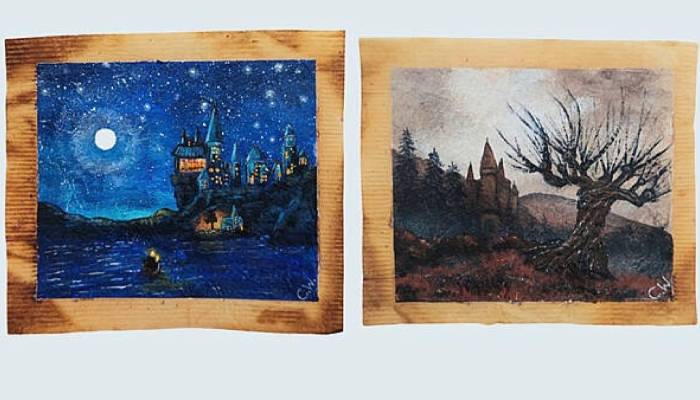 Artist turns used tea bags into magical Harry Potter, LOTR artwork