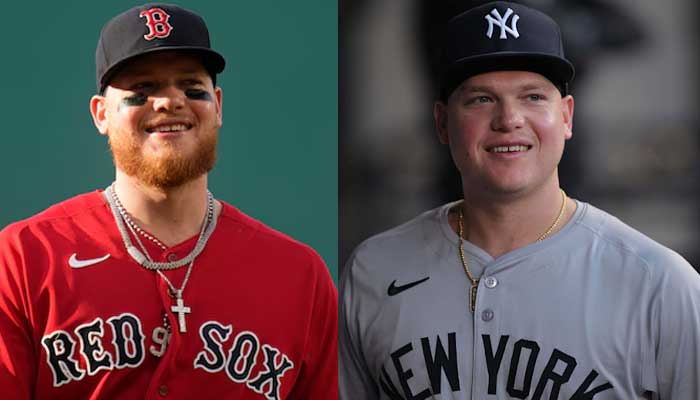 Alex Verdugo before (L) and after (R) joining  New York Yankees