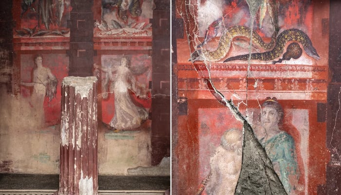 2,000-year-old hidden Roman frieze uncovered in Pompeii banquet hall