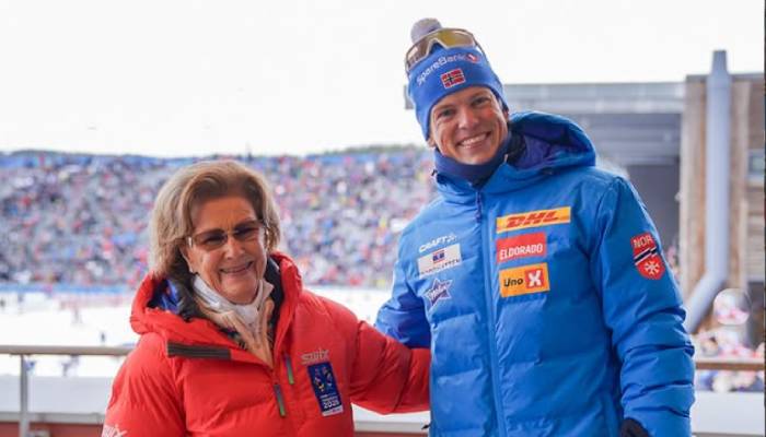 Queen Sonja celebrates Johannes Klæbo’s 2nd gold at World Championship