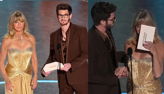 Andrew Garfield makes Goldie Hawn cry at 2025 Oscars