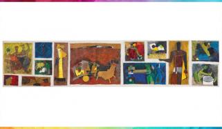 ایم ایف حسین کی دہائیوں بعد منظرِ عام پر آنیوالی پینٹنگ ریکارڈ قیمت پر نیلام