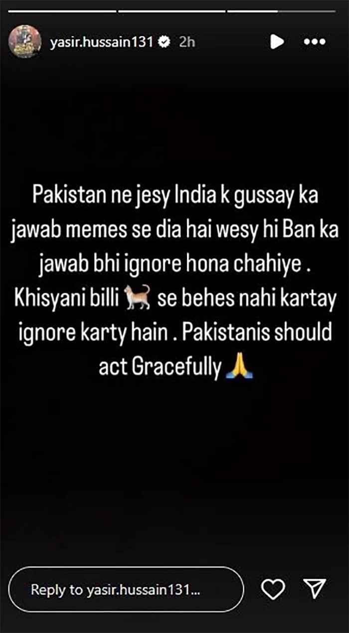 یاسر حسین کا بھارت میں انٹرٹینمنٹ چینلز، انسٹا اکاؤنٹس بلاک ہونے پر دلچسپ ردِعمل