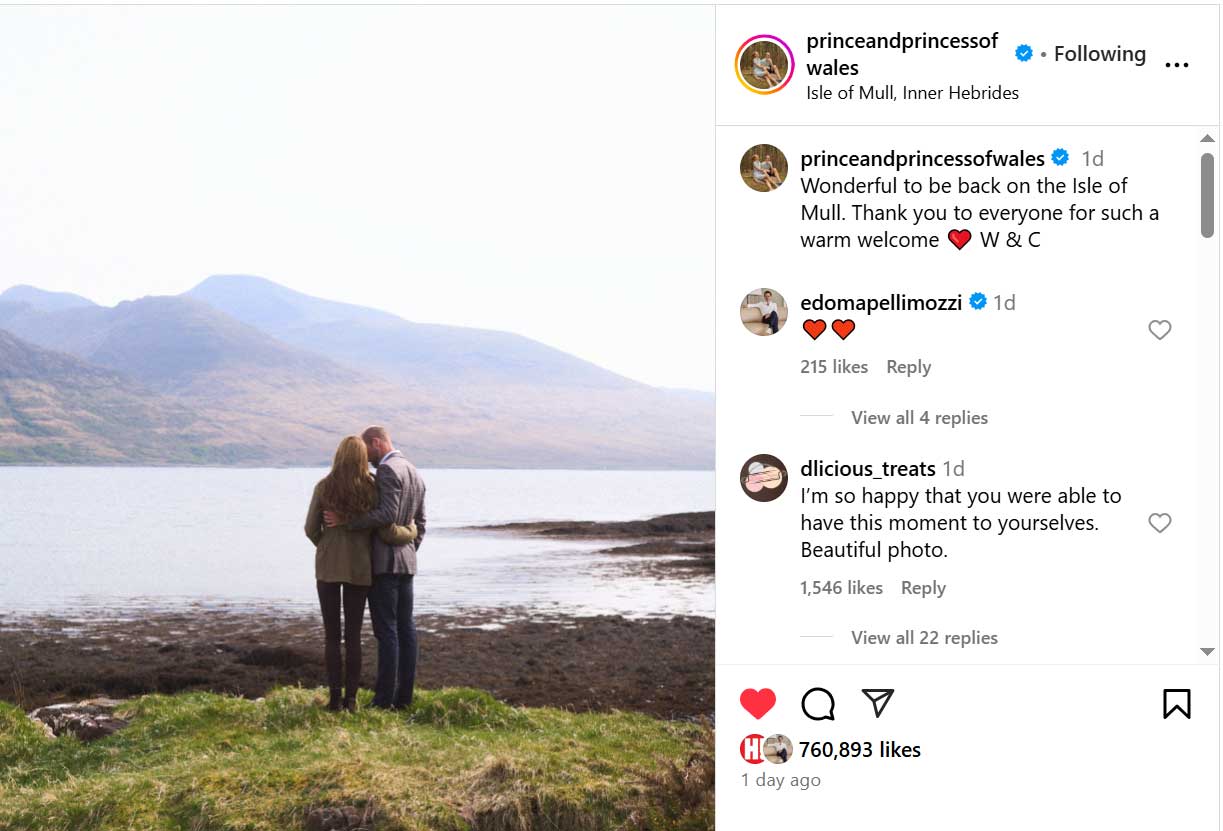 Princess Beatrice’s husband reacts to William, Kate’s intimate anniversary snap