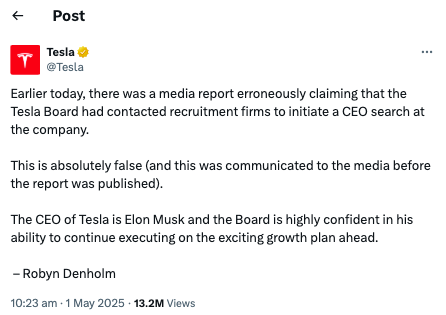 Elon Musk slams WSJ over claims of Tesla CEO replacement search