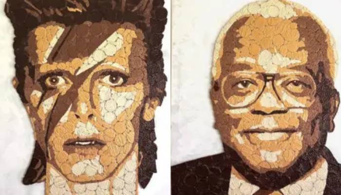 Artist turns biscuits into stunning portraits of famous faces