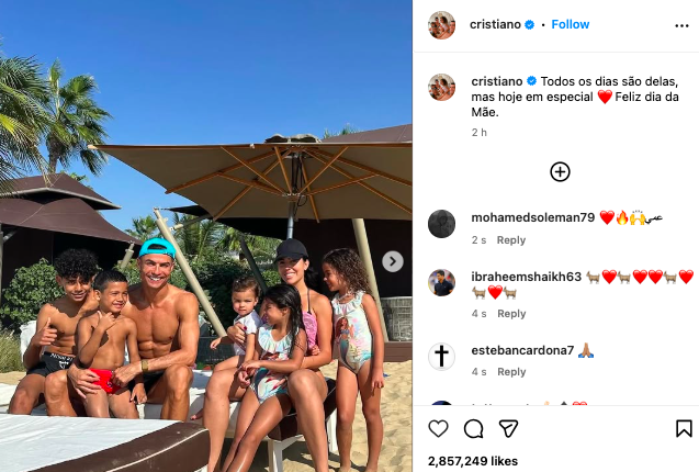 Cristiano Ronaldo celebrates Mother’s Day with heartfelt tribute to Georgina and mom